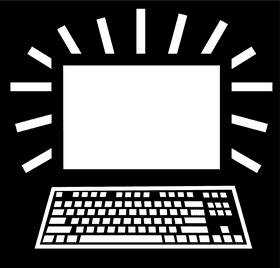 Computer Part Illuminated Monitor with Keyboard PNG