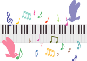 Melodic Birds on a Musical Keyboard PNG