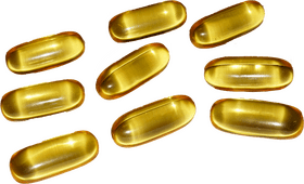Golden Oil Capsules for Wellness PNG