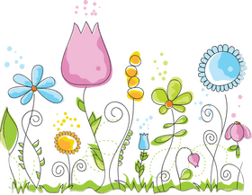 Whimsical Floral Postcard Design PNG