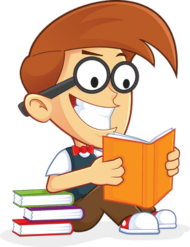 Joyful Book Adventure with Curious Reader PNG