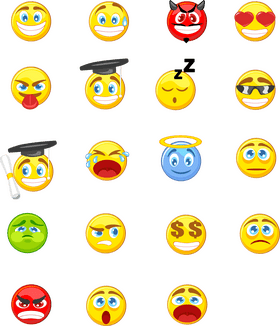 Emoticon Expressions A Joyful Emoji Collection PNG