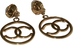 Elegant Gold Logo Earrings PNG