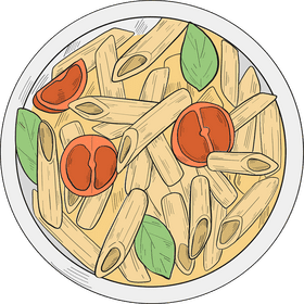 Delicious Pasta Food with Fresh Tomato and Basil PNG