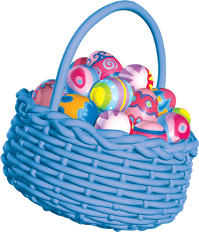 Easter Delight Vibrant Eggs in a Basket PNG