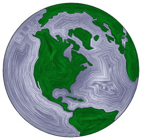 Swirling Green Globe of Earth’s Continents PNG