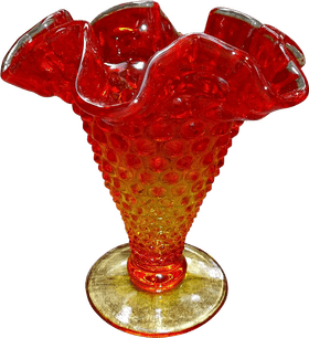 Radiant Red Ruffled Glass Vase PNG