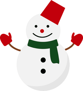 Cheerful Snowman with a Red Hat and Green Scarf PNG