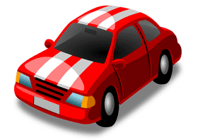 Sleek Red Race Car with Stripes PNG