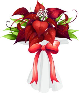 Elegant Flower Bouquet with Lush Red Foliage PNG