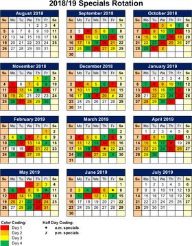 Color-Coded Monthly Calendar Overview 2018-2019 PNG