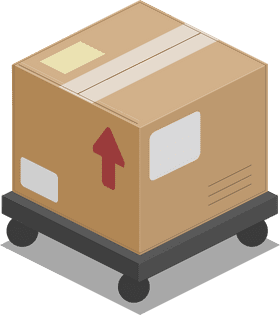 Cardboard Box on a Rolling Pallet PNG