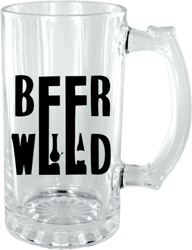 Creative Beer Glass with Bold Typography PNG