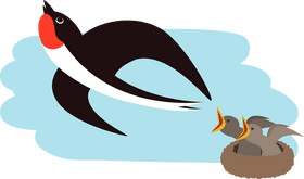 Soaring Bird with Nesting Chicks PNG