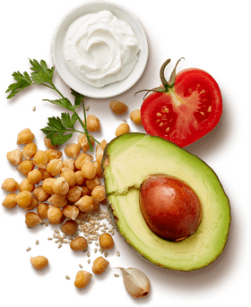 Fresh Food Medley Avocado Chickpeas and Tomato Delight PNG