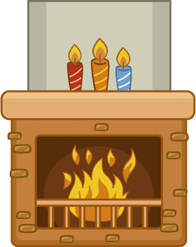 Cozy Fireplace with Colorful Candles PNG