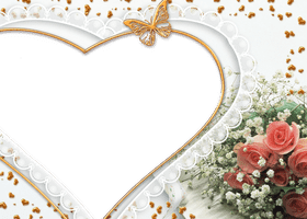Elegant Heart-Shaped Photo Frame with Roses PNG