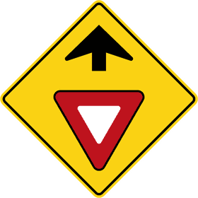 Yield Sign with Upward Arrow Indicator PNG