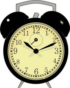 Classic Black Alarm Clock Design PNG