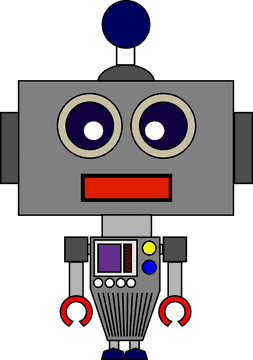 Friendly Android Robot with Big Eyes PNG