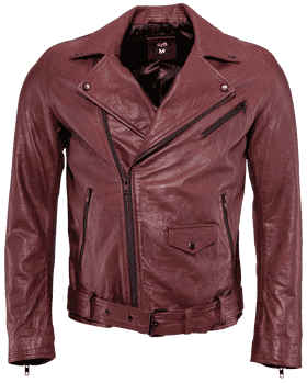 Vintage Red Leather Jacket with Belt PNG