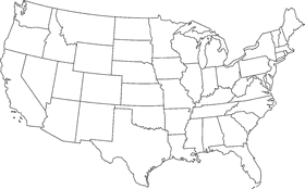 Outline of USA Map with State Borders PNG