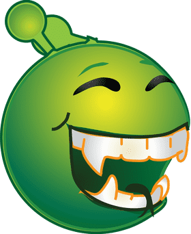 Cheerful Green Smiley with a Playful Grin PNG