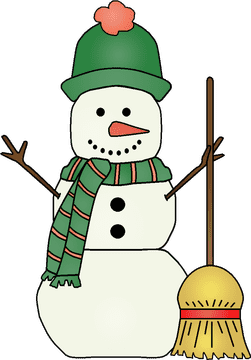 Cheerful Snowman with a Green Hat and Scarf PNG