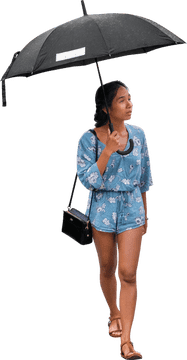 Chic Style with Rain Boots and Umbrella PNG