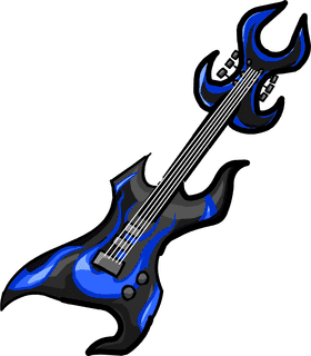 Electric Guitar of Blue Flames PNG