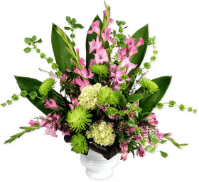 Elegant Bouquet Featuring Iris Flowers and Green Accents PNG