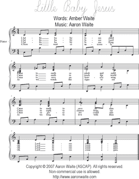 Paper Sheet of Little Baby Jesus Sheet Music PNG