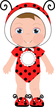 Ladybug Delight Adorable Toddler in Spotted Gear PNG