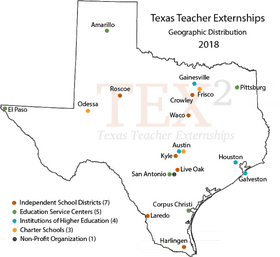Texas Teacher Fellowships Location Map PNG