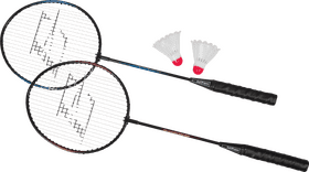 Pair of Tennis Rackets with Shuttlecocks PNG