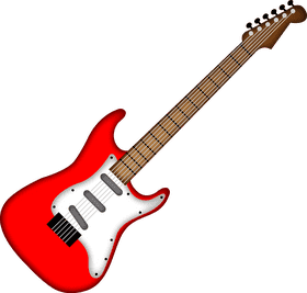 Bright Red Electric Guitar Showcase PNG