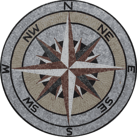 Elegant Compass Rose Mosaic Design PNG