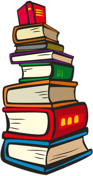 Stack of Colorful Books Awaiting Adventure PNG