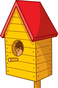 Cozy Birdhouse with a Cheerful Feathered Resident PNG