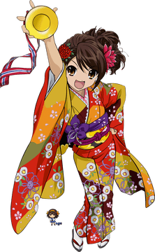 Vibrant Celebration in a Kimono Elegance PNG