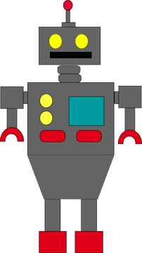 Friendly Android Robot with Colorful Buttons PNG