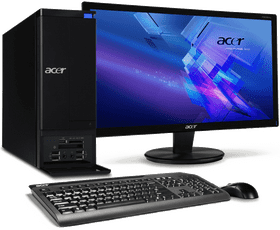 Acer Computer Part Desktop Setup with Monitor, Keyboard, and Tower PNG