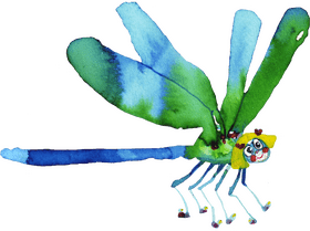 Colorful Insect with Whimsical Features PNG