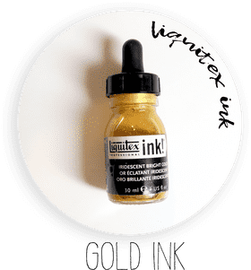 Iridescent Gold Ink Bottle for Creative Artistry PNG