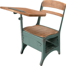 Vintage School Desk with Attached Seating PNG