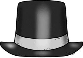 Elegant Black Hat with Silver Band PNG
