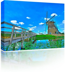 Reflections of the Tranquil Pier by the Windmill PNG
