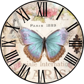 Vintage Butterfly Clock Paris 1889 Elegance PNG