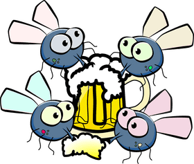 Buzzing Bugs and Beer Drink Delight PNG