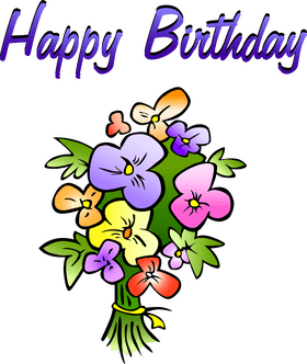 Joyful Flower Bouquet for a Happy Birthday PNG